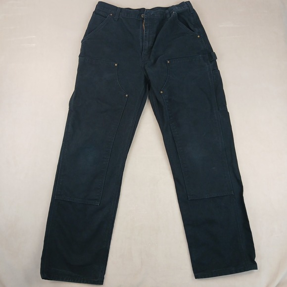 Vintage Carhartt 32x32 Mens Jeans Double Knee Black Carpenter Heavyweight